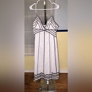 Eliza J New York size 14 Cotton White Black Detail Long Midi Sun Summer Dress